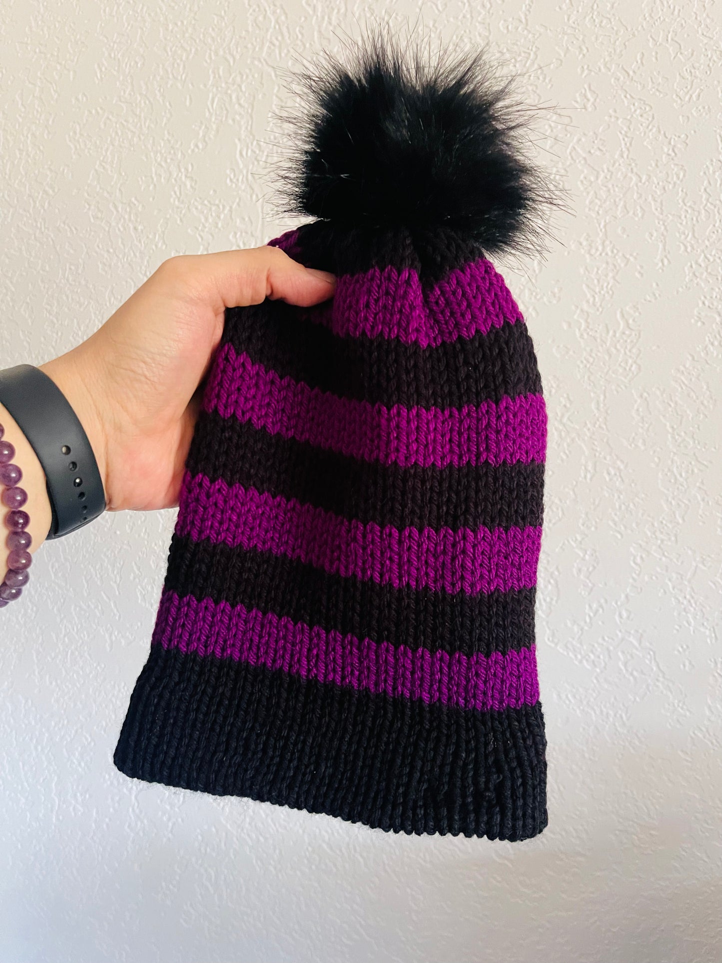 Beanie Purple and and Black Striped (Halloween collection)